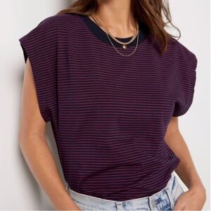 Pistola Women's Marina Muscle Tee Mariners Stripe Red Blue Medium